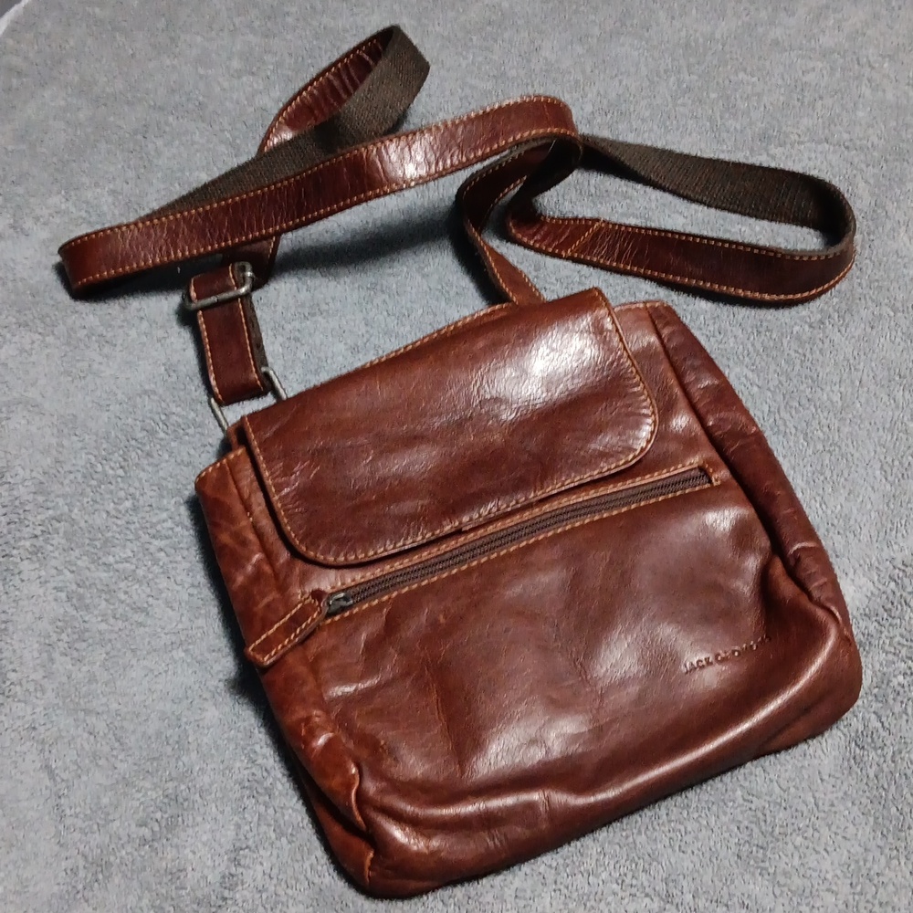 Jack Georges Voyager Hand-Stained Buffalo Leather Slim Crossbody.